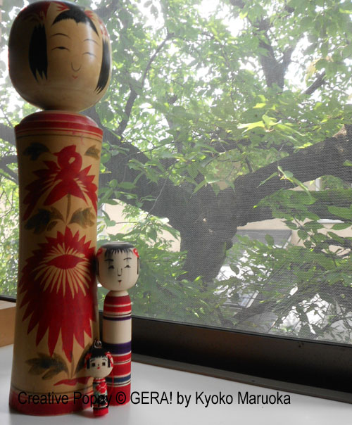 A collection of kokeshi dolls (antique, modern, cross stitch)