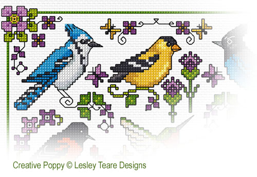 American Birds 2024 SAL cross stitch pattern by Lesley Teare Designs, zoom 1