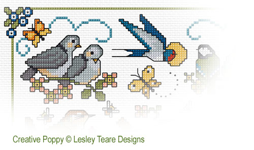 British Bird 2024 SAL cross stitch pattern by Lesley Teare Designs, zoom 1