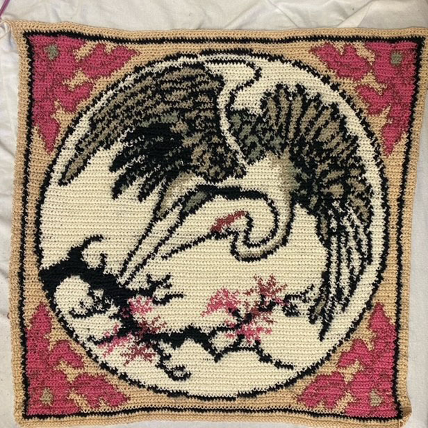 Oriental Crane cross stitch pattern by Lesley Teare Designs, zoom 1