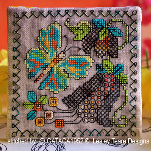 Blackwork Butterfly cards cross stitch pattern by Lesley Teare Designs, zoom 1