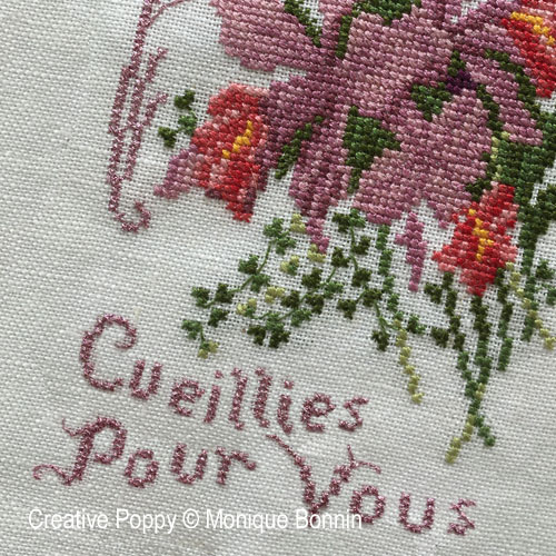 Monique Bonnin Vintage postcard - Cueillies pour vous (cross stitch chart)