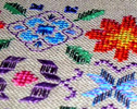 Floral Banner - Tam's Creations - stitched with DMC Satin threads