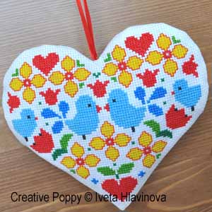 Iveta Hlavinova - Bluebirds Heart (cross stitch pattern chart) (zoom 4)