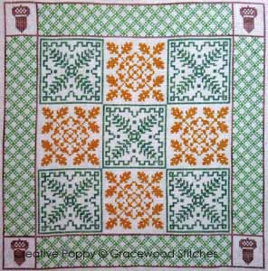 <b>Acorn patchwork</b><br>cross stitch pattern<br>by <b>Gracewood Stitches</b>