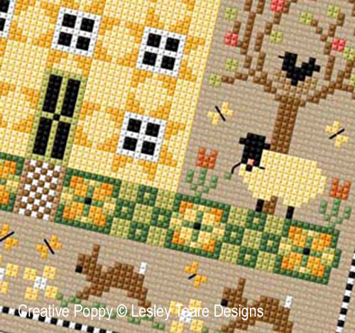 Seasonal Sampler Spring cross stitch pattern by Lesley Teare designs, zoom 1