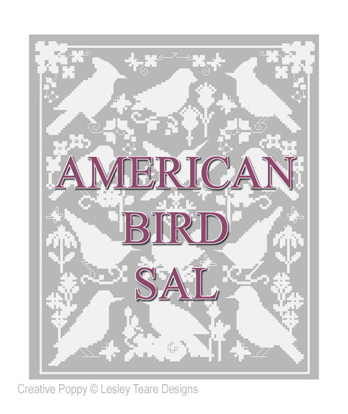 American Birds 2024 SAL cross stitch pattern by Lesley Teare Designs