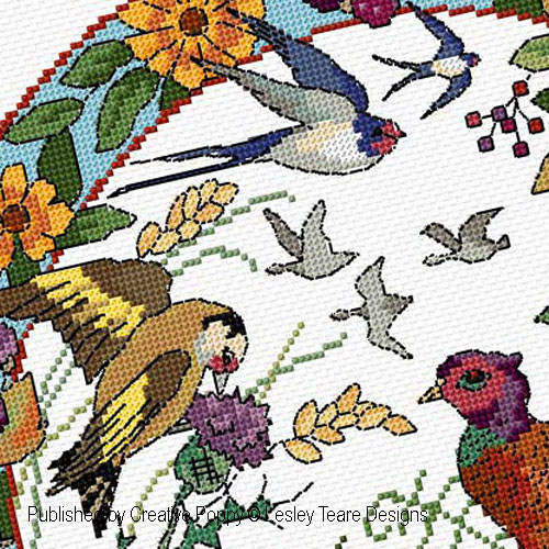 Lesley Teare Designs - Birds in Autumn zoom 2 (cross stitch chart)