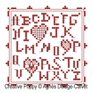 Love sampler - cross stitch pattern - by Agnès Delage-Calvet (zoom 2)
