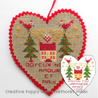 Happiness, Peace and Love Ornament - cross stitch pattern - by Marie-Anne R&eacute;thoret-M&eacute;lin