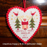 Happiness, Peace and Love Ornament - cross stitch pattern - by Marie-Anne Réthoret-Mélin (zoom 1)
