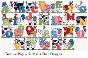 Maria Diaz - Farm Yard alphabet (cross stitch pattern chart) (zoom 5)