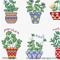 Herb pots - cross stitch pattern - by Maria Diaz (zoom 1)