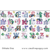 Penguin & Polar Bear alphabet - cross stitch pattern - by Maria Diaz (zoom 5)