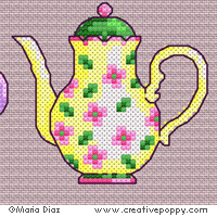 Teapot collection - cross stitch pattern - by Maria Diaz (zoom 2)