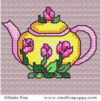 Teapot collection - cross stitch pattern - by Maria Diaz (zoom 4)