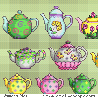Teapot collection - cross stitch pattern - by Maria Diaz (zoom 5)