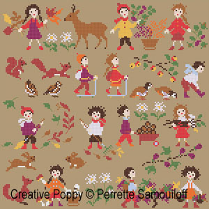 <b>Happy Childhood - Autumn (large pattern)</b><br>cross stitch pattern<br>by <b>Perrette Samouiloff</b>