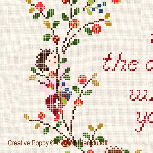 Up in the apple tree (What did you see?) - cross stitch pattern - by Perrette Samouiloff (zoom 1)