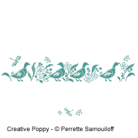 Wandering Ducks - Design for Bath size towel - cross stitch pattern - by Perrette Samouiloff (zoom 3)