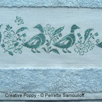 Wandering Ducks - Design for Bath size towel - cross stitch pattern - by Perrette Samouiloff (zoom 1)