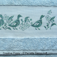 Wandering Ducks - Design for Bath size towel - cross stitch pattern - by Perrette Samouiloff (zoom 2)