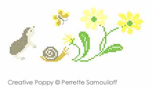 Perrette Samouiloff - Hedgehog towel series - design for Guest towel (cross stitch) (zoom 2)