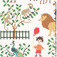 Baby at the Zoo (large pattern) - cross stitch pattern - by Perrette Samouiloff (zoom 2)