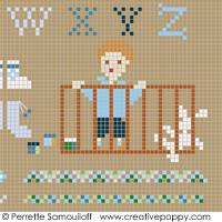 Teddies & Toddlers collection  - For baby boys - cross stitch pattern - by Perrette Samouiloff (zoom 2)