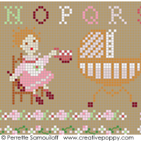 Teddies & Toddlers collection  - For baby girls - cross stitch pattern - by Perrette Samouiloff (zoom 2)