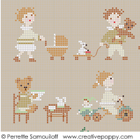 Teddies & Toddlers collection - cross stitch pattern - by Perrette Samouiloff (zoom 1)