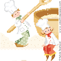 Busy Baking cakes - cross stitch pattern - by Sylvie Teytaud (zoom 2)