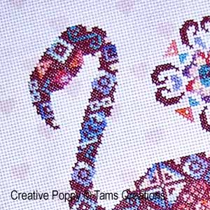Tam\'s Creations - Flamingopatches (cross stitch pattern chart) (zoom1)
