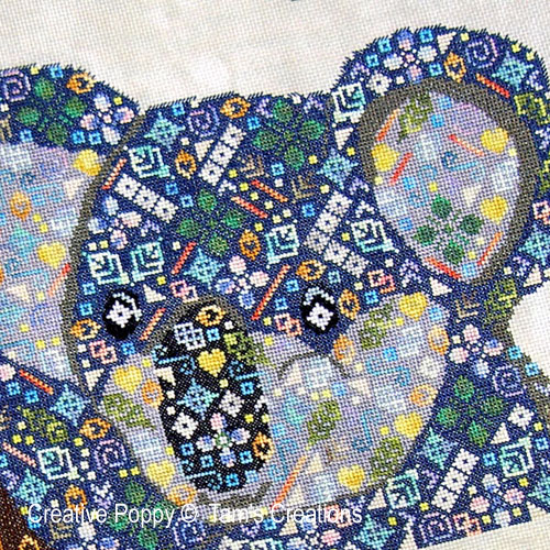Koala in patches cross stitch pattern by Tam's Creations, zoom 1