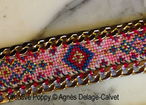 Agnès Delage-Calvet - Curb Chain Bracelet jewelry project with tutorial and cross stitch pattern chart (zoom 2)