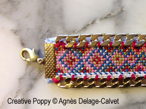 Agnès Delage-Calvet - Curb Chain Bracelet jewelry project with tutorial and cross stitch pattern chart (zoom1)