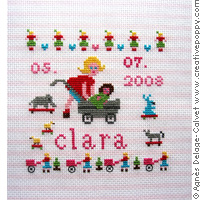 Clara - Birth sampler - cross stitch pattern - by Agn&egrave;s Delage-Calvet