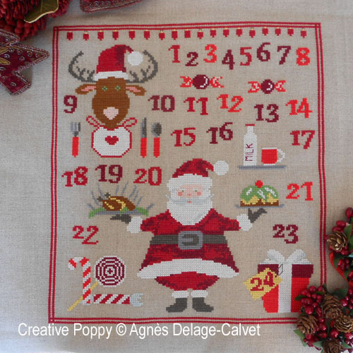 Santa's Baking Advent Calendar cross stitch pattern by Agnès Delage Calvet