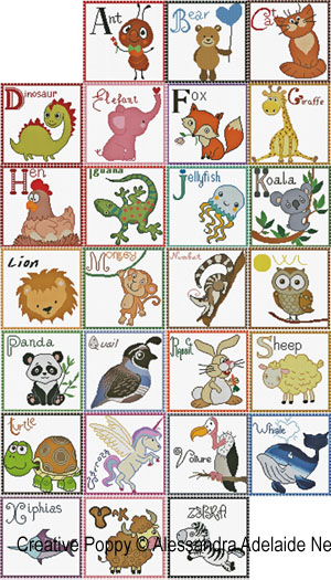 Alessandra Adelaide Needleworks - S is for Sheep - Animal Alphabet zoom 2 (cross stitch chart)