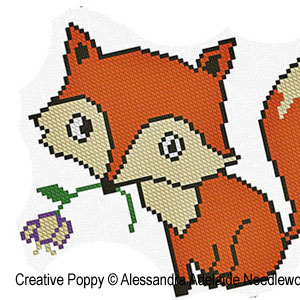 Alessandra Adelaide Needleworks - F is for Fox - Animal Alphabet zoom 1 (cross stitch chart)