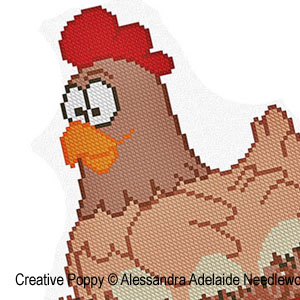 Alessandra Adelaide Needleworks - H is for Hen - Animal Alphabet zoom 1 (cross stitch chart)