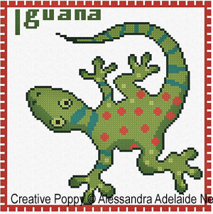 <b>I is for Iguana - Animal Alphabet</b><br>cross stitch pattern<br>by <b>Alessandra Adelaide Neeedleworks</b>