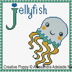 Alessandra Adelaide Needleworks - J is for Jellyfish - Animal Alphabet (cross stitch chart)
