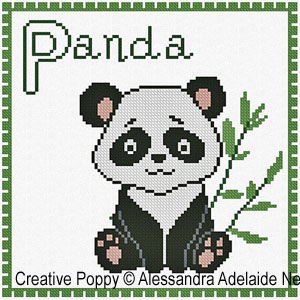 <b>P is for Panda - Animal Alphabet</b><br>cross stitch pattern<br>by <b>Alessandra Adelaide Neeedleworks</b>