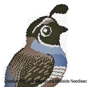 Alessandra Adelaide Needleworks - Q is for Quail - Animal Alphabet zoom 1 (cross stitch chart)
