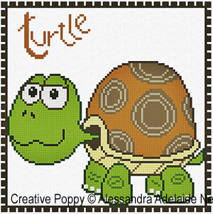 <b>T is for Turtle - Animal Alphabet</b><br>cross stitch pattern<br>by <b>Alessandra Adelaide Neeedleworks</b>