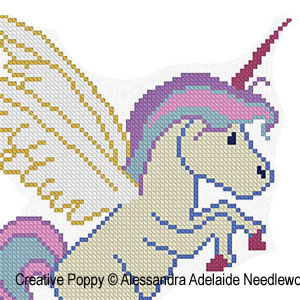 Alessandra Adelaide Needleworks - U is for Unicorn - Animal Alphabet zoom 1 (cross stitch chart)