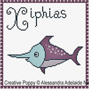 <b>X is for Xiphias - Animal Alphabet</b><br>cross stitch pattern<br>by <b>Alessandra Adelaide Neeedleworks</b>
