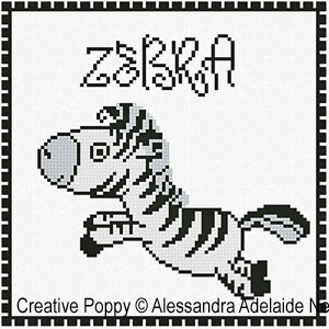 Alessandra Adelaide Needleworks - Z is for Zebra - Animal Alphabet (cross stitch chart)
