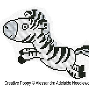 Alessandra Adelaide Needleworks - Z is for Zebra - Animal Alphabet zoom 1 (cross stitch chart)